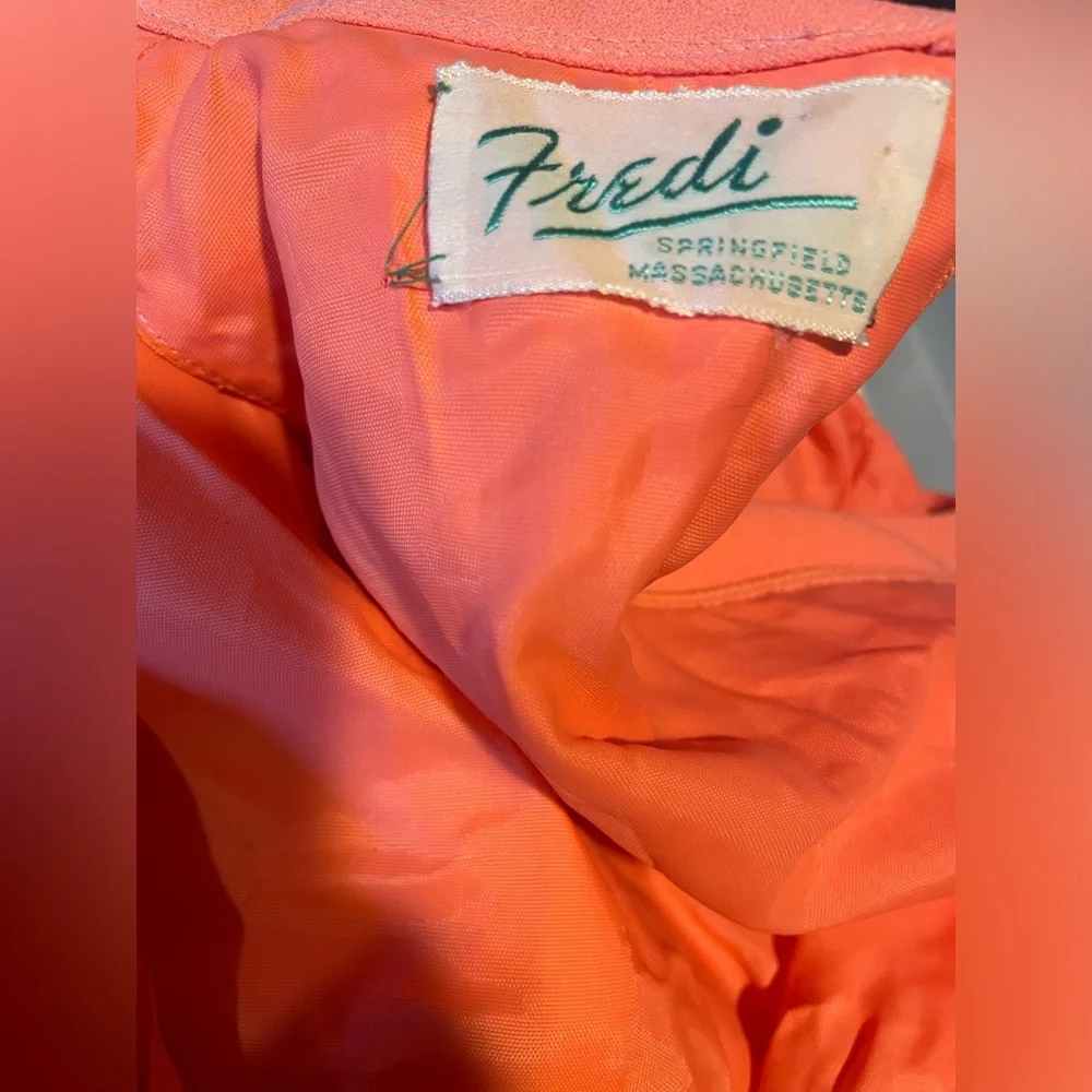 VTG 60s / 70s Coral Halter Wide / Balloon Leg Jumpsuit W Embellished Collar - Picture 13 of 13